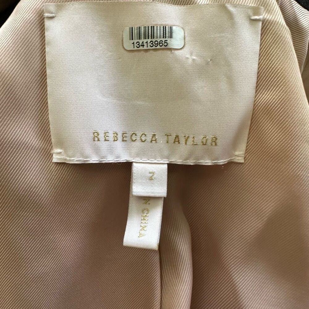 Rebecca Taylor Black Notched Collar Pleated Ruched Front Blazer Jacket sz 2 - Picture 7 of 10